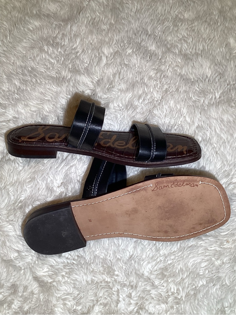 Sam Edelman Haydee Black Double-Strap Slide Sandals size 10 - Picture 3 of 6